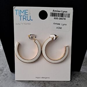 Time and Tru White and Gold Hoop Earrings